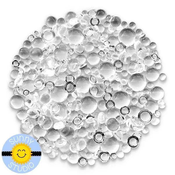 Sunny Studio Stamps Clear Round Drops Droplets Mix in 3mm, 4mm, 5mm, 6mm & 8mm