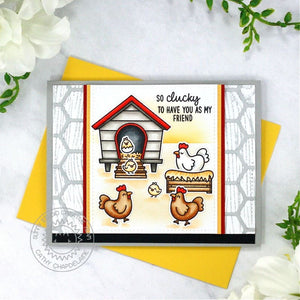 Sunny Studio So Clucky To Have You As My Friend Punny Friendship Farm Themed Card (using Clucky Chickens 4x6 Clear Stamps)