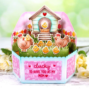 Sunny Studio Clucky To Have You As My Mom Punny Chicken Pop-up Box Mother's Day Card (using Clucky Chickens Clear Stamps)