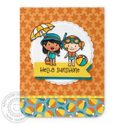 Sunny Studio Stamps Coastal Cuties Hello Sunshine Beach Themed Card (using Summer Splash 6x6 Paper)