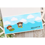 Sunny Studio Stamps Coastal Cuties and Beach Babies Girls in Floaties riding the waves Card