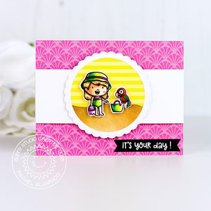 Sunny Studio Stamps Coastal Cuties Pink Seashell Beach Themed Card (using Summer Splash 6x6 Paper)