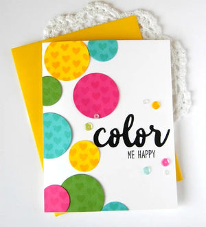 Sunny Studio Color Me Happy Colorful Rainbow Polka Dot Card (using Color Me Happy 3x4 Clear Sentiment Stamps)