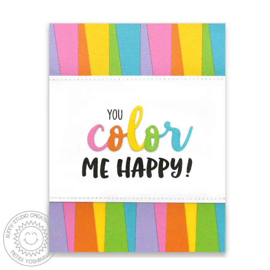 Sunny Studio Stamps Rainbow Stripes You Color Me Happy Card (using Color Word Die)
