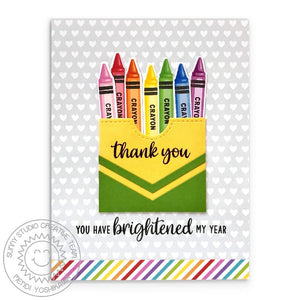 Sunny Studio You Have Brightened My Year Rainbow Box of Crayons Card (using Color My World 4x6 Clear Stamps)