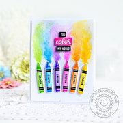 Sunny Studio Layered Rainbow Crayons Clean & Simple CAS Card (using Color My World 4x6 Clear Stamps)