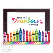 Sunny Studio Stamps Wishing You a Rainbow of Happiness Crayon Card (using Rainbow Word Metal Cutting Die)