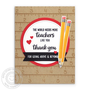 Sunny Studio The World Needs More Teacher's Like You, Thank you for Going Above & Beyond Pencils & Rulers Card (using Teacher Appreciation Clear Stamps)