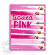 Sunny Studio Stamps Tickled Pink Hot Pink Paint Brushes with Brush Strokes Card using Chloe Alphabet Metal Cutting Dies 