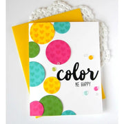 Sunny Studio Stamps Color Me Happy Colorful Rainbow Polka Dot Card (using Color Word Metal Cutting Dies)