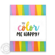 Sunny Studio Stamps Rainbow Stripes You Color Me Happy Card (using Color Me Happy 3x4 Clear Sentiment Stamps)