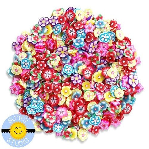 Sunny Studio Stamps Rainbow Colorful Blossoms Clay Flower Confetti Sprinkles Embellishments for Shaker Cards