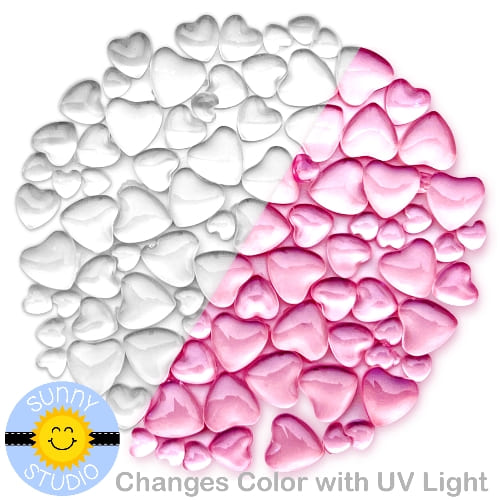 Sunny Studio Pink Iridescent Heart Confetti Embellishments - Sunny Studio  Stamps