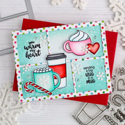 Sunny Studio Stamps Mug Hugs You Warm My Heart Aqua Polka-dot Colorblocked Card by Leanne West