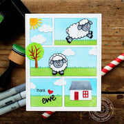 Sunny Studio Stamps Leaping Sheep Card using Comic Strip Everyday Metal Cutting Dies