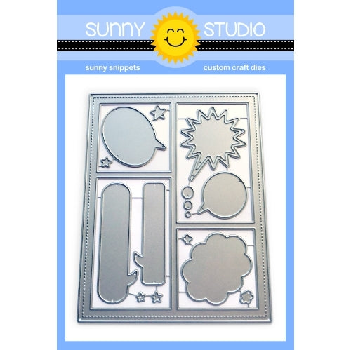 Sunny Studio Stamps Comic Strip Speech Bubbles Stitched Rectangle Frame Backdrop Metal Cutting Dies