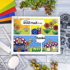 Sunny Studio Stamps Backyard Bugs Snail Mail Thank You Card (using Comic Strip Speech Bubbles Die)
