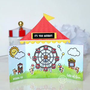 Sunny Studio Interactive Folding Circus Tent with Ferris Wheel Birthday Card (using Country Carnival 4x6 Clear Stamps)