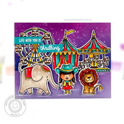 Sunny Studio Circus Elephant & Lion Summer Carnival Themed Card by Kavya (using Savanna Safari 4x6 Clear Stamps)