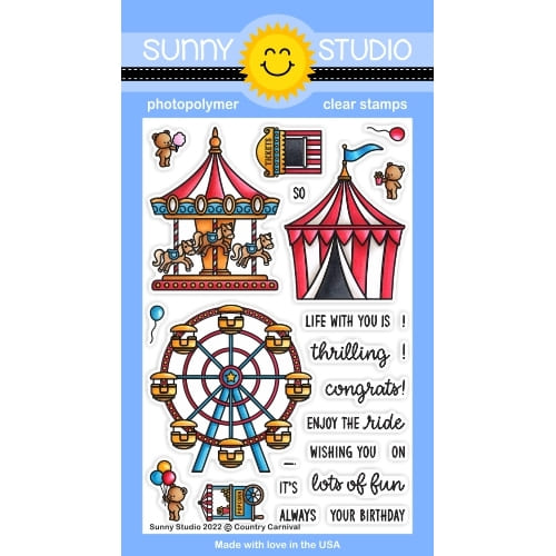 Sunny Studio Summer Country Carnival 4x6 County Fair Theme Park Clear Photopolymer Stamps