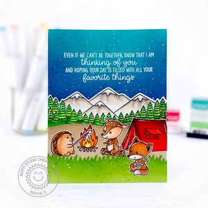 Sunny Studio Hedgehog, Deer & Fox Camping Handmade Card (using Critter Campout 4x6 Clear Stamps)