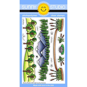 Sunny Studio Stamps Country Scenes 4x6 Hillside, Mountains & Pond Clear Photopolymer Stamp Set