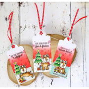 Sunny Studio Stamps Reindeer Red Christmas Holiday Gift Tags Using Tag Topper Crescent Metal Cutting Dies