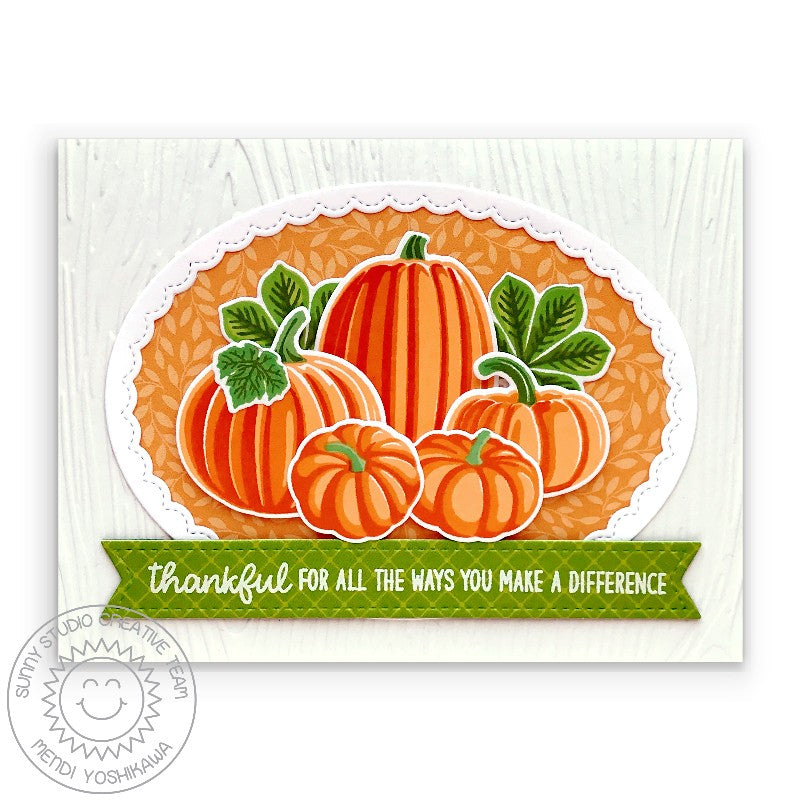 Sunny Studio Stamps Thankful for all the ways you make a difference Fall Pumpkin Card (using Sweater Weather 6x6 Paper Pad)