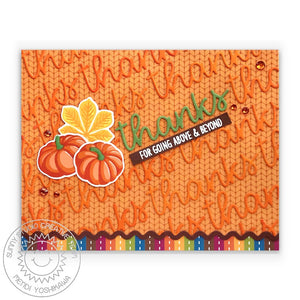 Sunny Studio Stamps Fall Pumpkins Thank You Card (using Sweater Weather Orange Cable Knit Patterned Paper Pad)