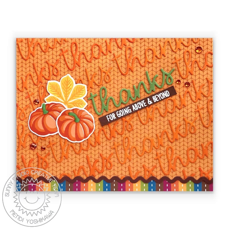Sunny Studio Stamps Diagonal Thanks For Going Above & Beyond Fall Card (using Thank You Words Metal Cutting Die)