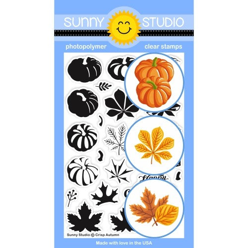 Sunny Studio Crisp Autumn 4x6 Color Layering Layered Autumn Leaves & Pumpkins Clear Photopolymer Stamp Set