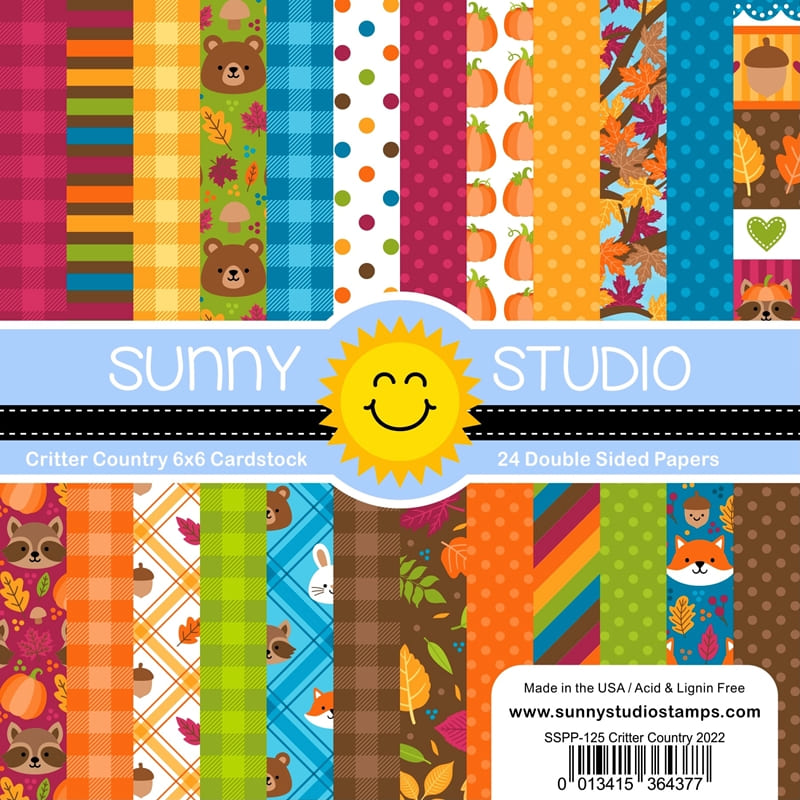 Sunny Studio Stamps Critter Country 6x6 Fall Autumn Double-Sided Cardstock Patterned Paper Pack Pad SSPP-125