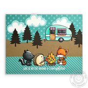 Sunny Studio Stamps Life Is Better Around A Campfire Summer Critter Camping Card (using Striped Silly 6x6 Patterned Paper Pad)