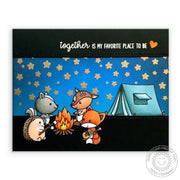 Sunny Studio Stamps: Critter Campout Tent & Campfire "Together Is My Favorite Place To Be" Card