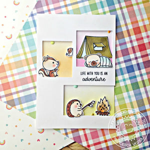 Sunny Studio Stamps Critter Campout Pastel Grid Scene Card by Franci