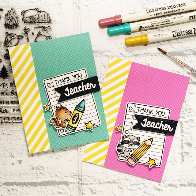 Sunny Studio Stamps School Themed Teacher Cards featuring Classic Gingham Grid 6x6 Patterned Paper