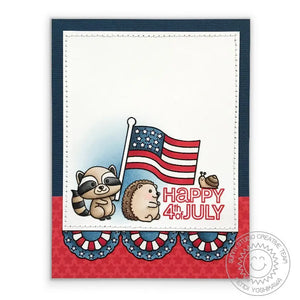Sunny Studio Stamps Critter Campout Raccoon, Hedgehog & Snail Fourth of July Flag Card