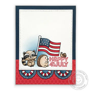 Sunny Studio Stamps Happy Fourth of July Stars & Stripes Card (featuring hedgehog, raccoon, & snail with American Flag)