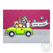 Sunny Studio Stamps Cruising Critters Animals Piled in Car Sending Smiles Fall Handmade Card by Anja