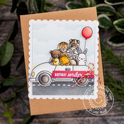 Sunny Studio Stamps Cruising Critters Animals in Car with Red Balloon Birthday Card by Eloise Blue