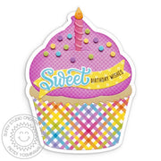 Sunny Studio Stamps Sweet Birthday Wishes Shaped Card with Sprinkles & Candle (using Cupcake Shape Dies)