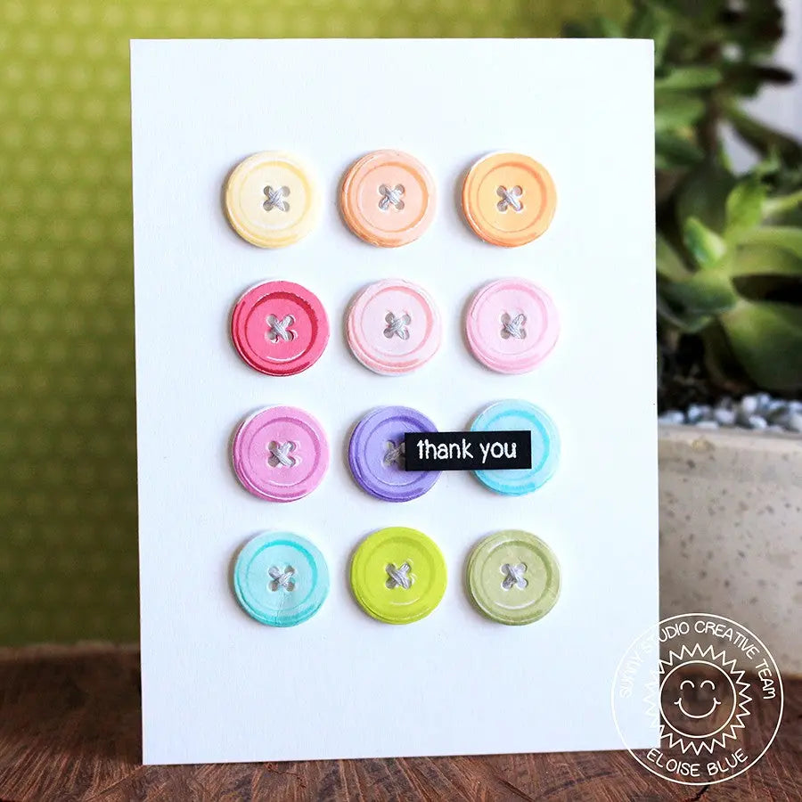 Sunny Studio Stamps: Cute As A Button Grid Style Thank You Card