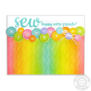 Sunny Studio Stamps Cute As A Button Rainbow Sew Happy We're Friends Card