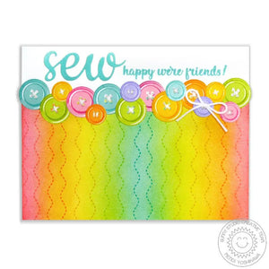 Sunny Studio Stamps Cute As A Button Rainbow Sew Happy We're Friends Card