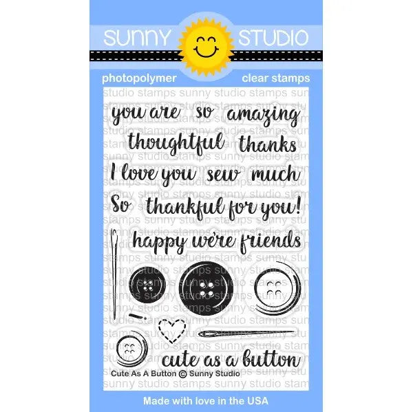 Sunny Studio Stamps Cute As A Button 3x4 Photopolymer Clear Stamp Set