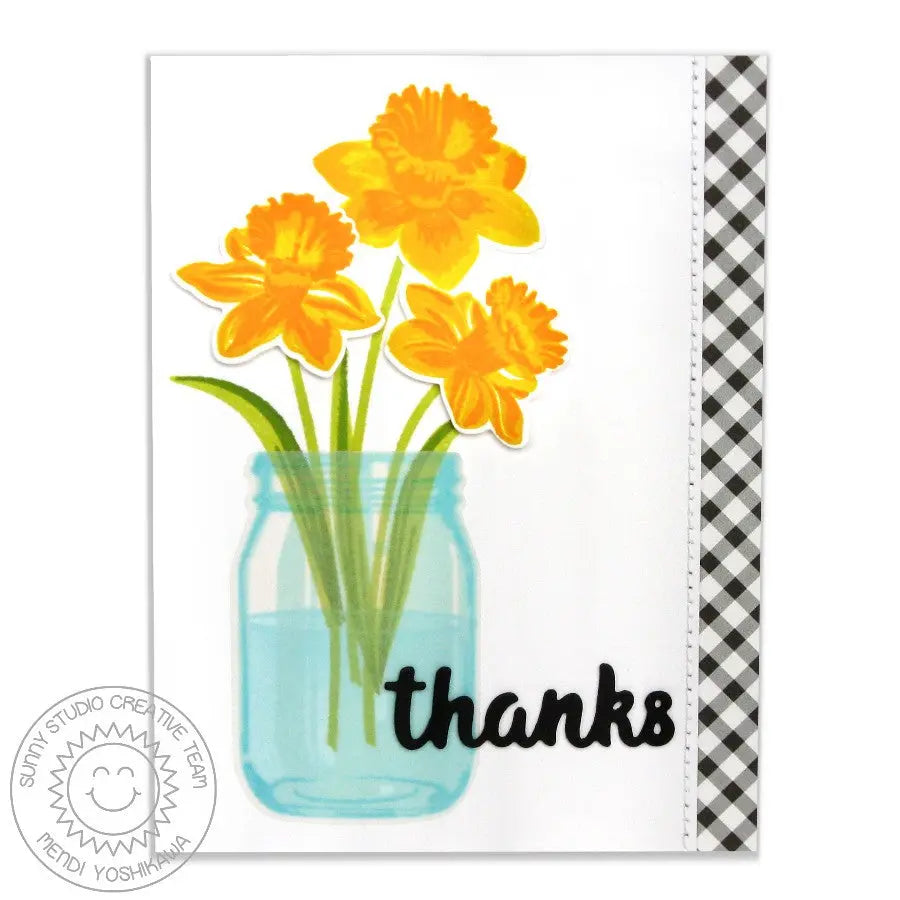 Sunny Studio Stamps Daffodil Dreams & Vintage Jar Thank You Card