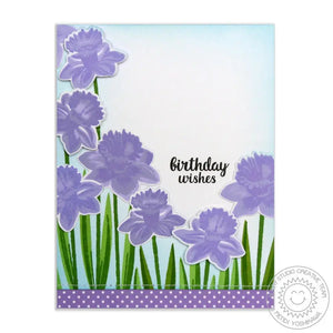 Sunny Studio Stamps Daffodil Dreams Lavender Layering Floral Flowers Birthday Card