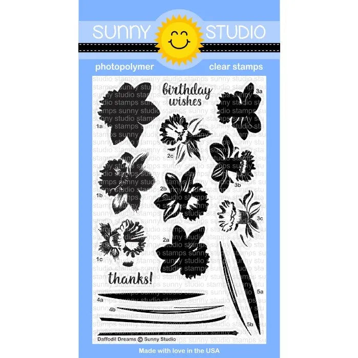 Sunny Studio Stamps Daffodil Dreams 4x6 Photo-Polymer Clear Stamp Set