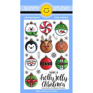 Sunny Studio Clear Christmas Ornaments Deck The Halls Stamps - Sunny Studio  Stamps