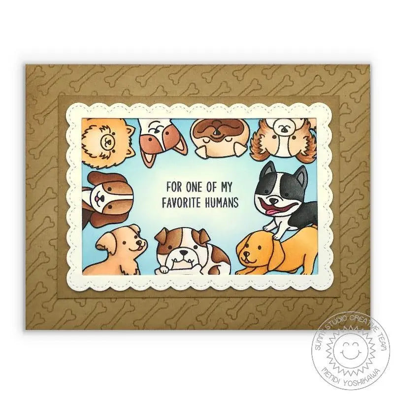 Sunny Studio Stamps: Devoted Doggies "For My Favorite Human" Dog Frame Card by Mendi Yoshikawa